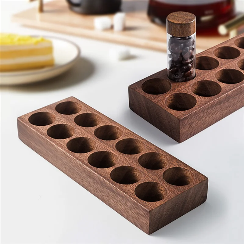 

Wooden Holder Coffee Beans Storage Tube 12 Testing Single Dose Coffee Bean Glass Container Wooden Stand