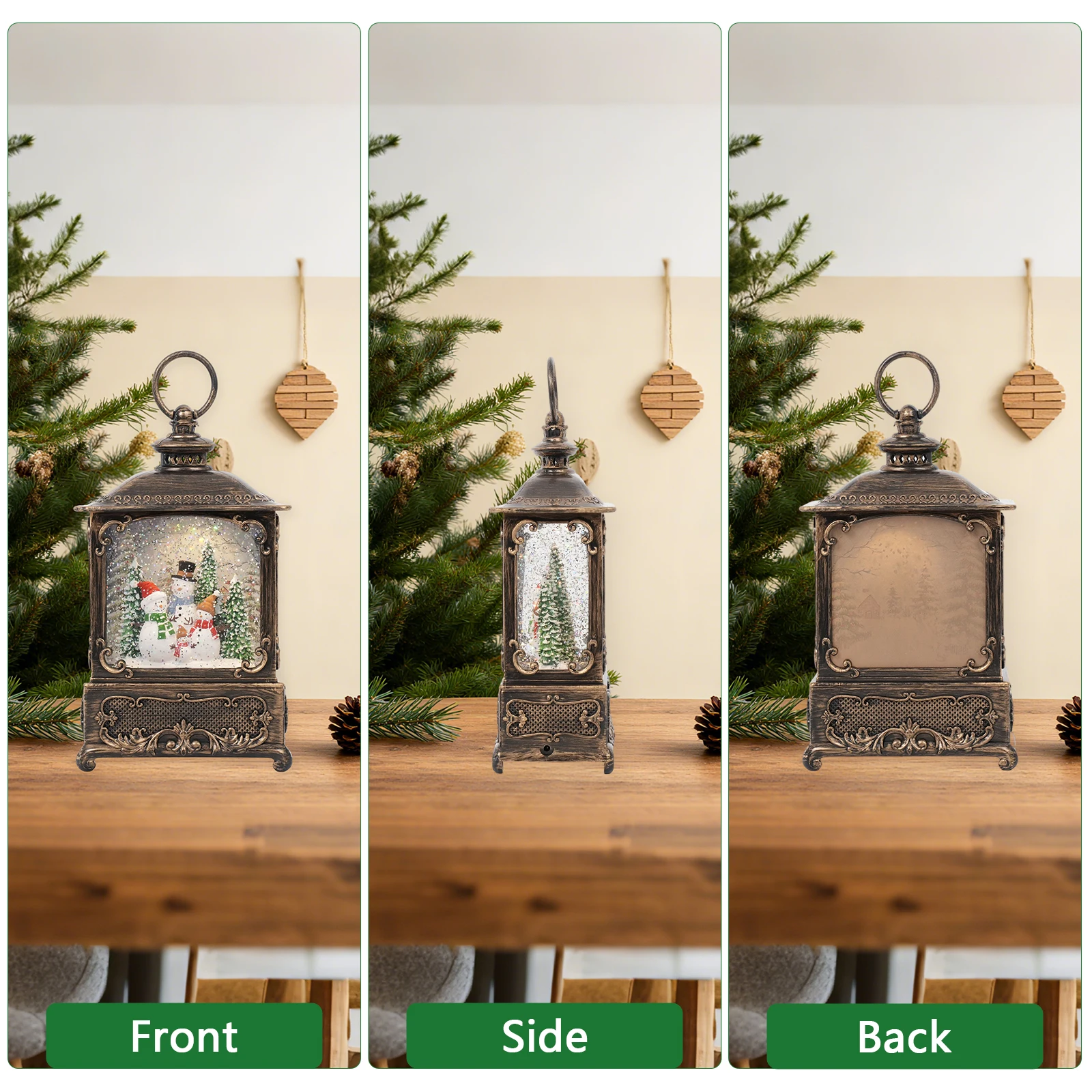 

Musical Christmas Lantern with LED Lights & Snowfall Holiday Home Decor, Desk Ornament, Festive Gift Idea