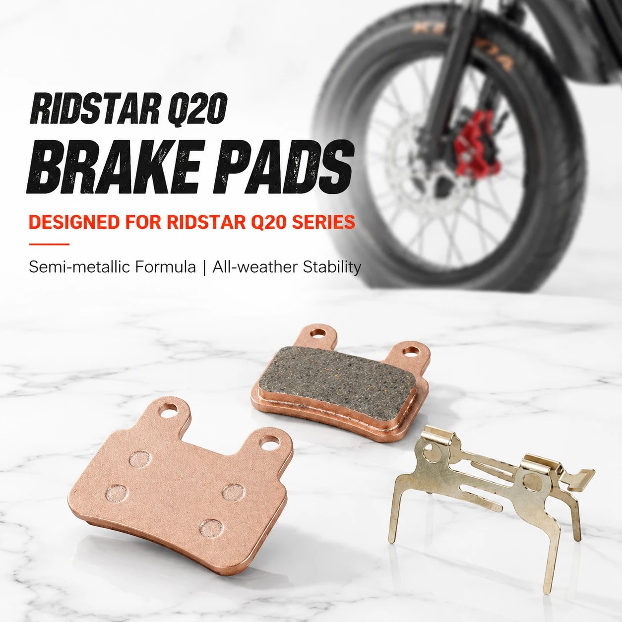 Ridstar Q20 Brake Pads Semi-Metallic Long Distance for Bopzin Q8 M2000 C21 M22 Freego X2 KTET XD-KL.BS Hydraulic