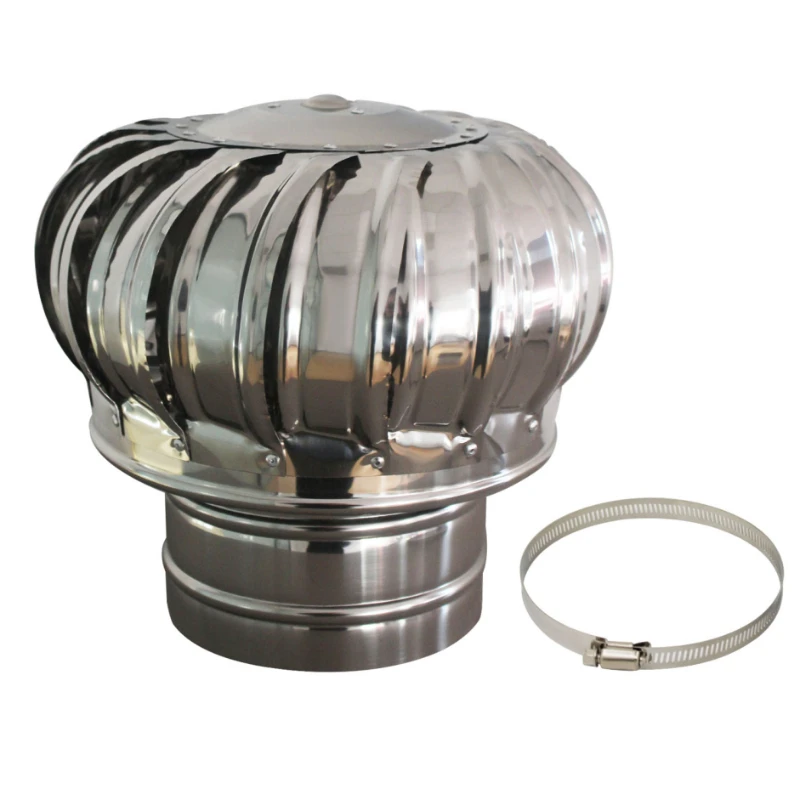 1PCS 110/160/200mm Roof Wind Turbines Cap Vent Unpowered Rotation for Outside Chimney Cover Flue Caps 201/304 Stainless Steel