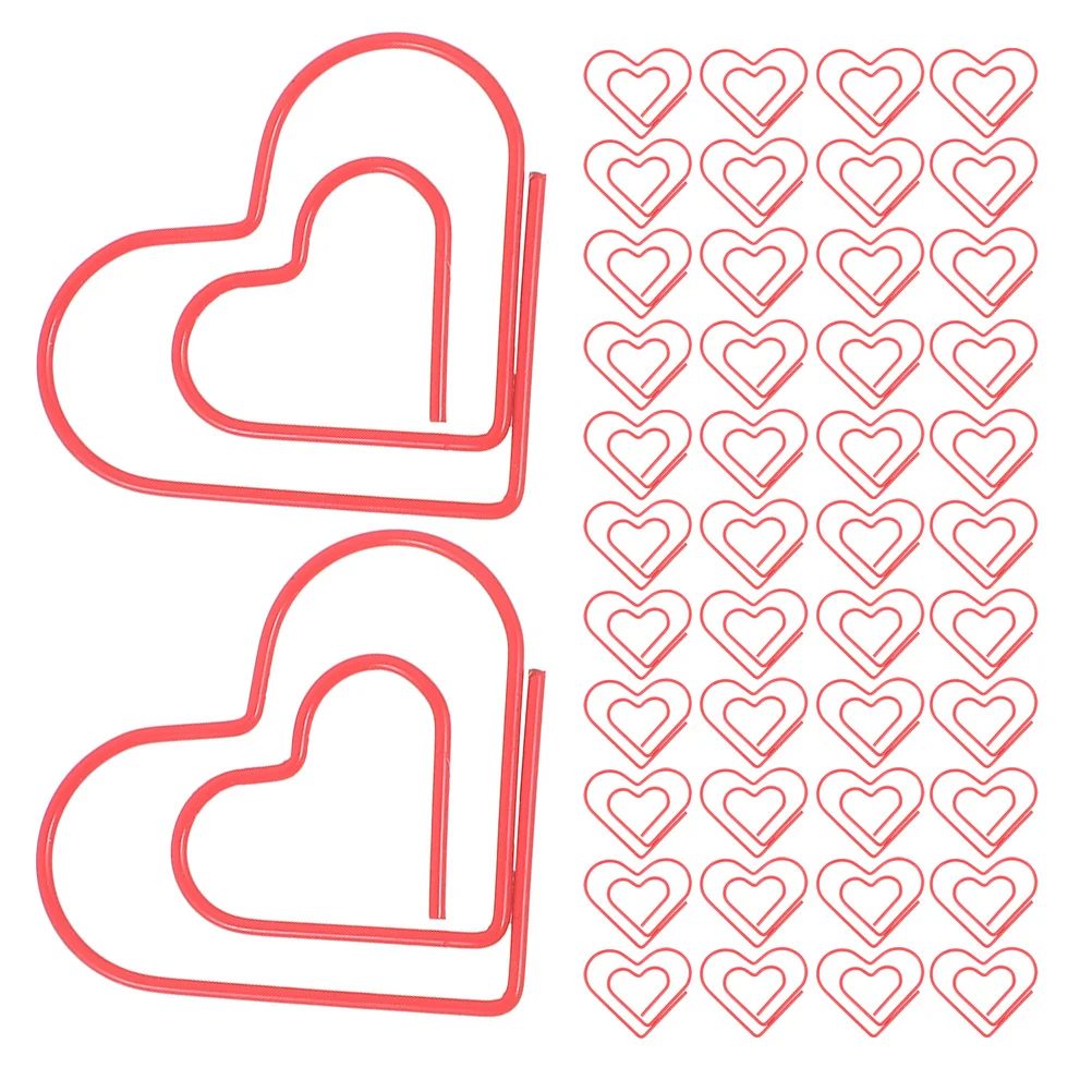 100 шт., зажимы для переплета в форме сердца, красные металлические милые скрепки в форме сердца любви, офисные журналы, планировщик, декоративные для скрапбукинга