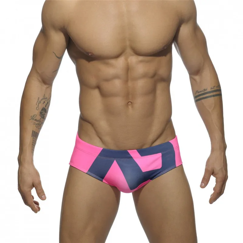 Beach Spot Men's Swimsuit Triangle Cup Swimsuit European and American Low Waist Swimsuit Ultra Fine Nylon Printed Shorts S045