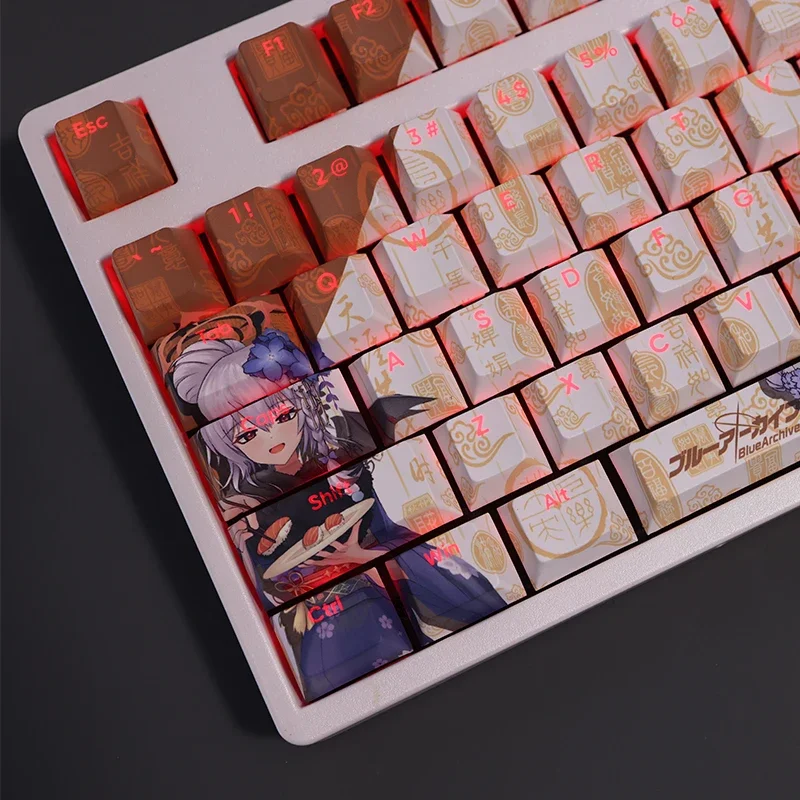 Kurodate Haruna 108 Key Cap Blue Archive PBT DYE Sublimation Light Transmitting Cherry Switch Cross Cover Mechanical Keyboard