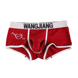 Wang Jiang Unterwäsche Elephant Boxer Shorts Männer Separaten Beutel Baumwolle Höschen Penis Hülse Unterhose Herz Druck Calecon Sexy