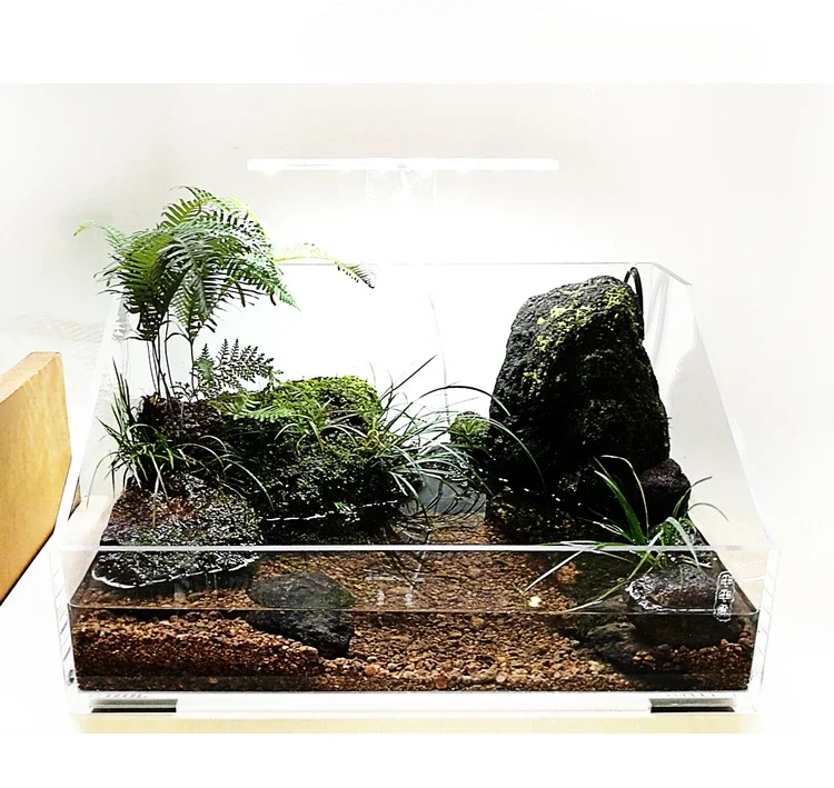 Small Mini Landscape Ultra White Acrylic Ecological Aquarium Fish Tank