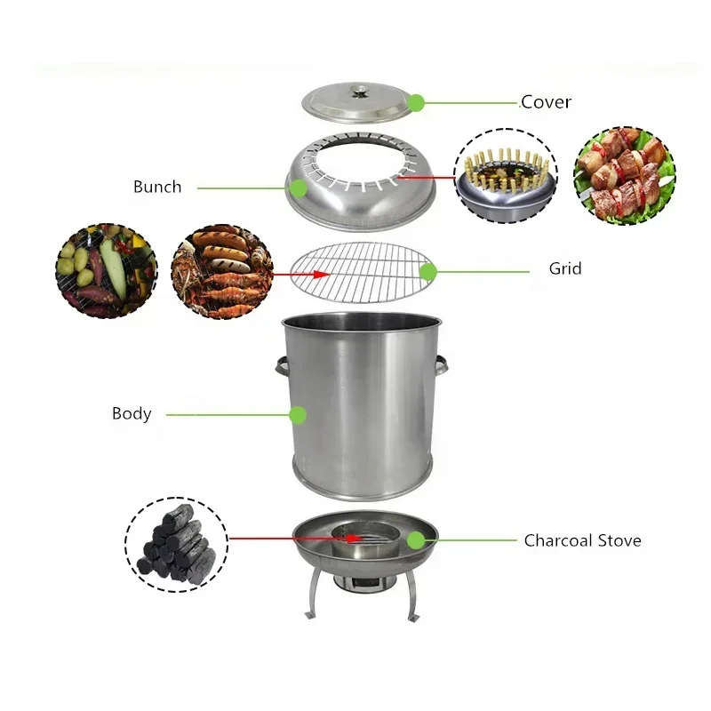 Factory Price Portable Stainless Steel Tandoor Skewer for BBQ Kebabs Grilling