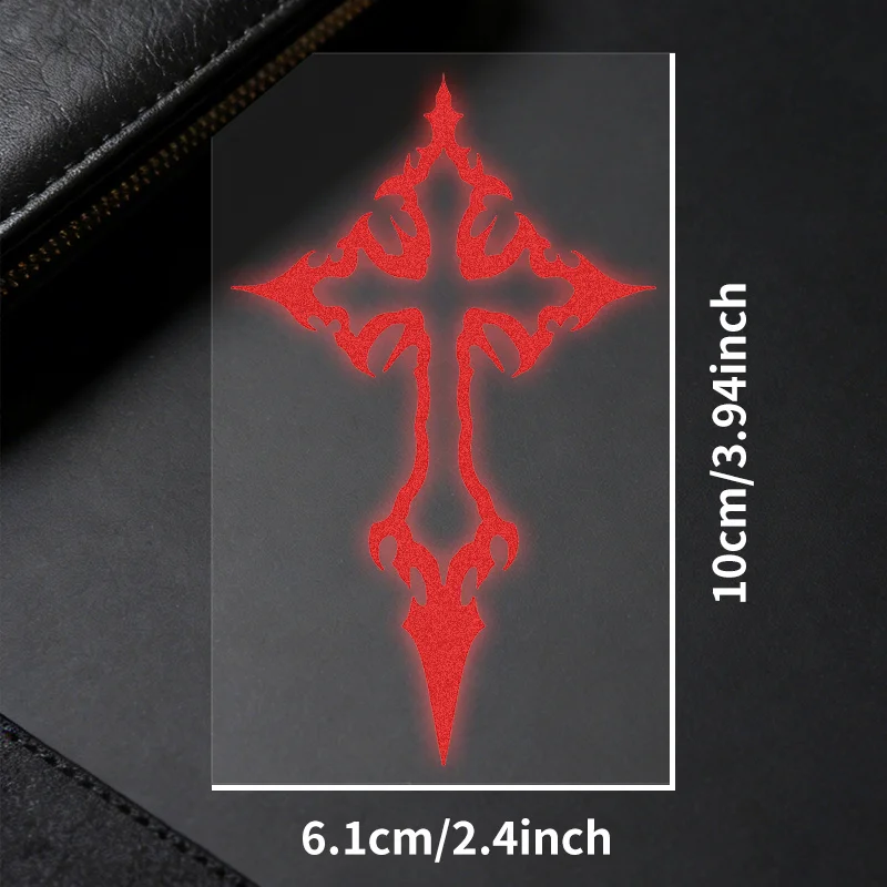 2-teiliges Set Tribal Cross Vinyl-Aufkleber, wasserfeste Aufkleber für Fahrräder, holografisch und silberfarben – Detail 6