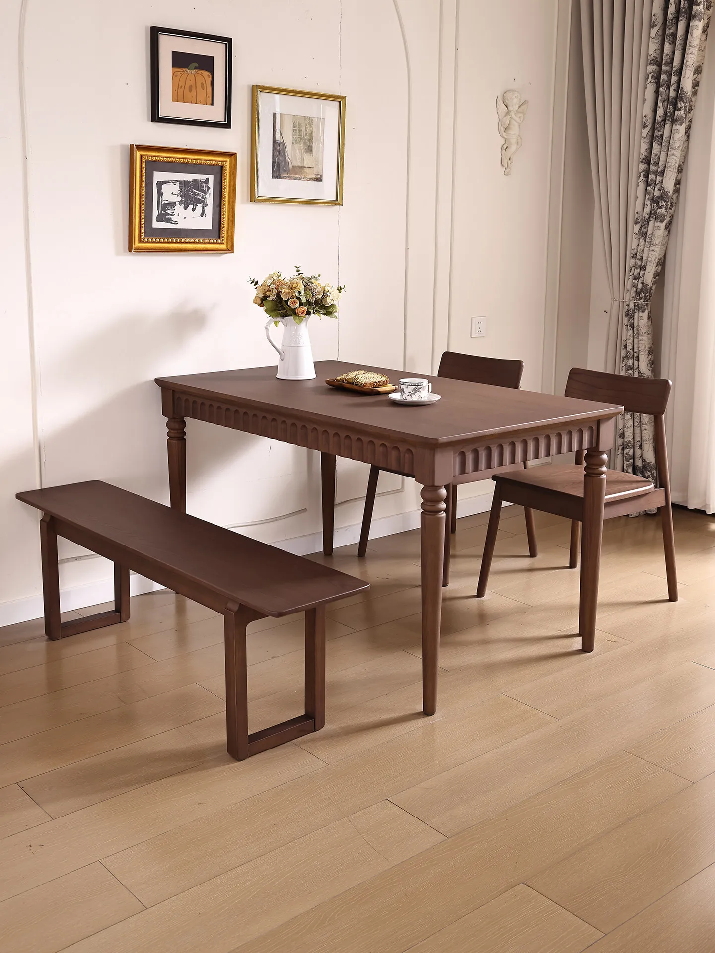 PYH ash wood dining table simple all solid wood dining table rectangular household log desk negotiation table