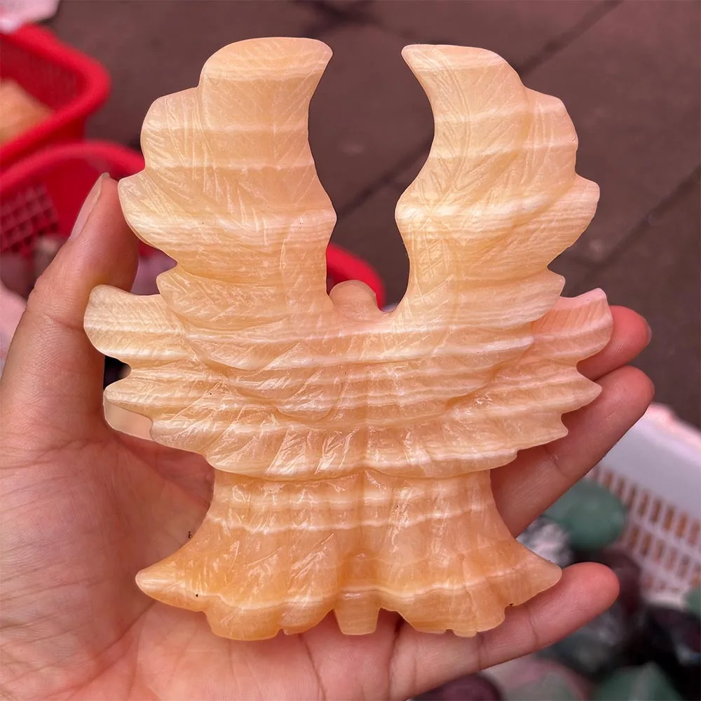 12cm Calcite Seraphims Six Wings Angel Statue Handcrafted Crystal Figurine Reiki Healing Stone Spiritual Home Decor Gift