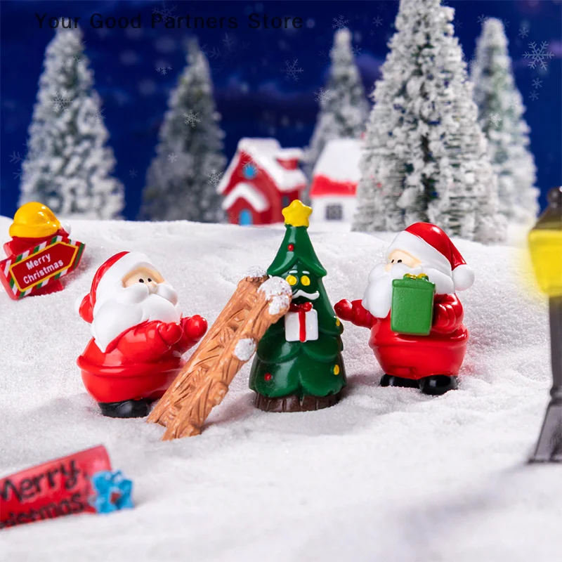 Cute Snowman Santa Claus Ornament Christmas Decoration Creative DIY Desktop Small Ornament Miniature Figurines Xmas Gifts