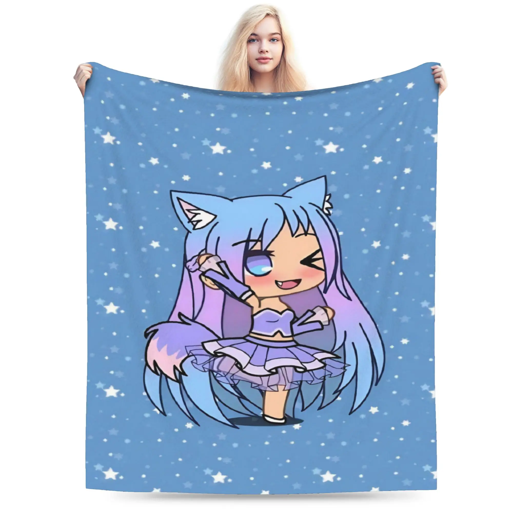 Comfort Gacha Life Cartoon Blanket Stuff Sofa Decorative  Throw Blankets Super Warm Fleece for Travel