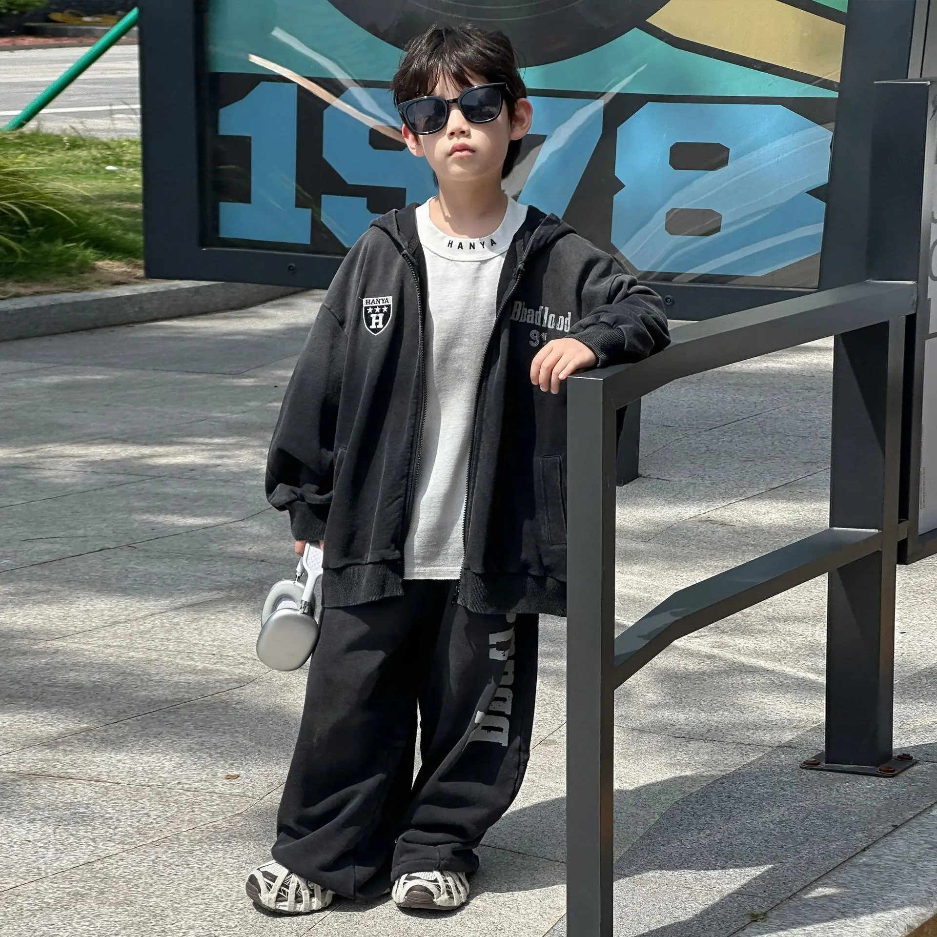 Children Clothes Set Boys Coat Knitted Hooded Sweater 2025 Spring and Autumn New Korean Style Loose Pants Two-piece Set