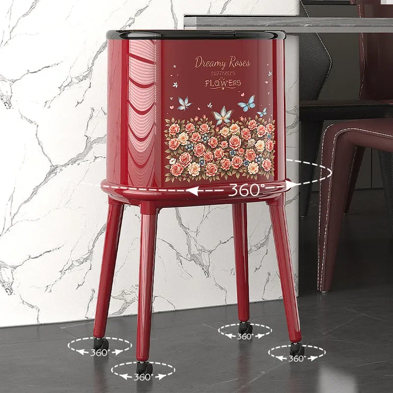 Tall Kitchen Trash Can with Lid Large Capacity 360 Degree Swivel Base Hands Free Pedal Bin for Home Office