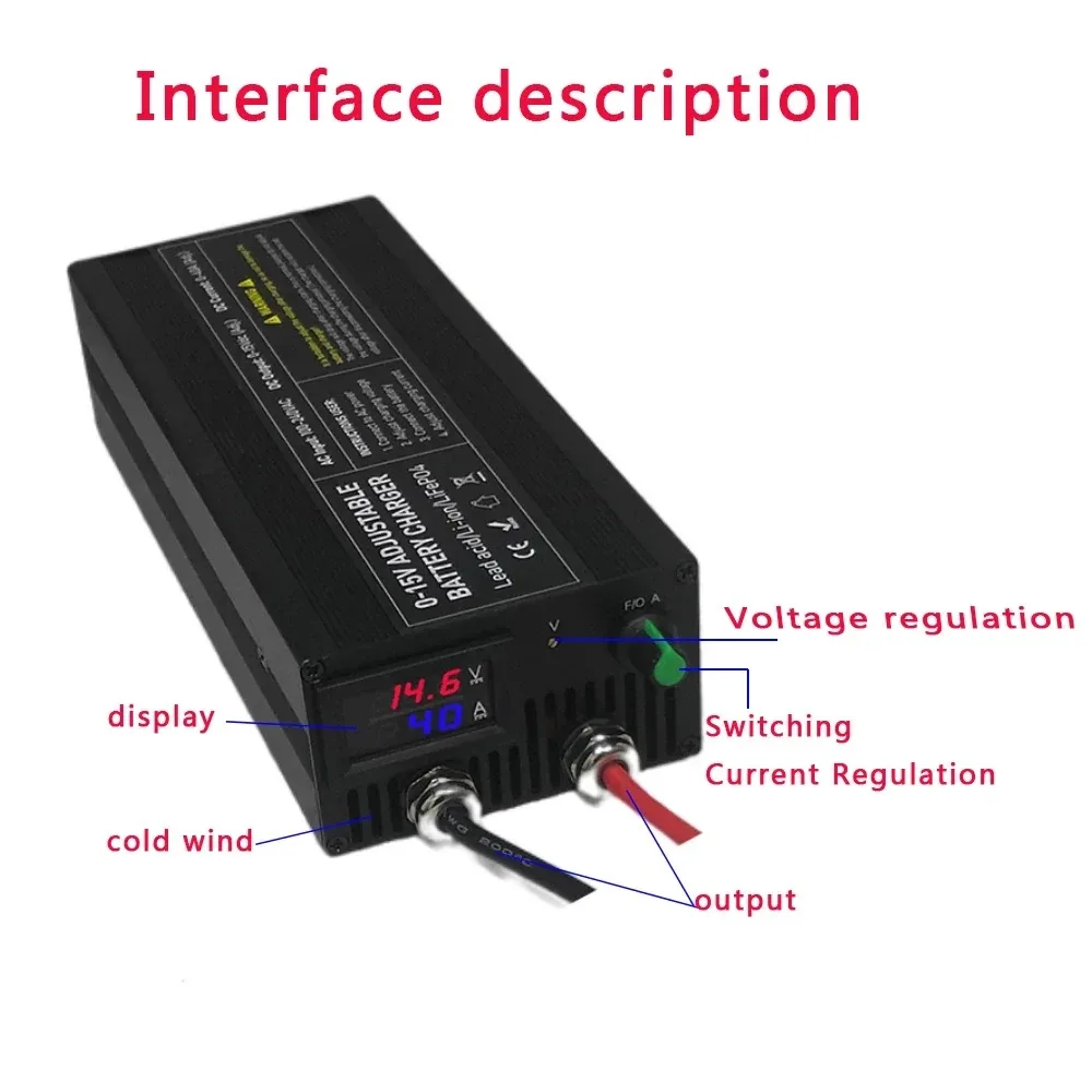 Portable 12V Lifepo4 Battery Charger 40A Lithium Battery Charger 60A 85A with Adjustable Voltage and Current 100A Anderson