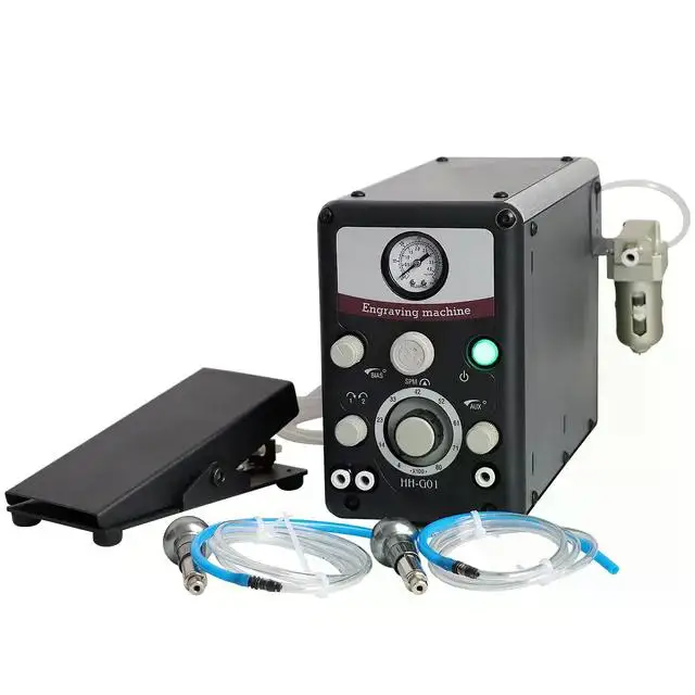 110V/220V Pneumatic Jewelry Engraving Machine | Hand Engraver with 400-8000 RPM | Double-Head Micro Engraver for Jewelry Crafts