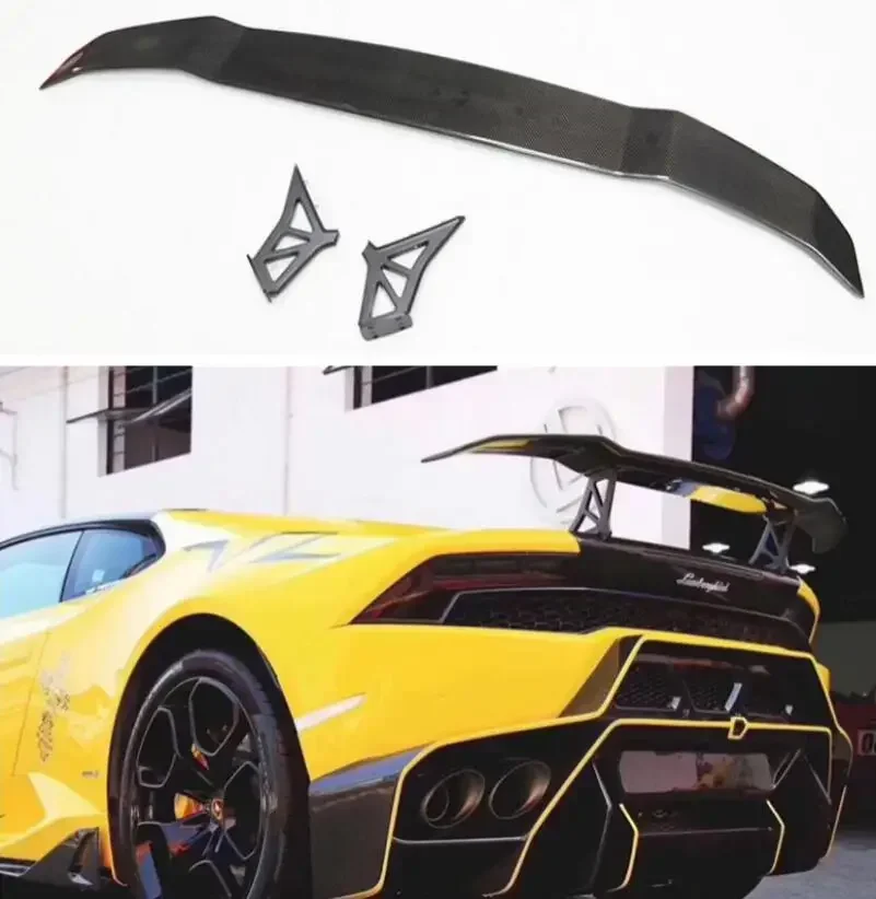 Spoiler For Lamborghini Huracan LP580 LP610 2014-2021 Rear Wing Lip Tail Trunk Spoilers Real Carbon Fiber GT V Style