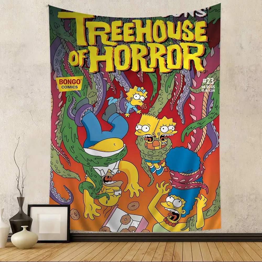 Animation T-The S-Simpsons Tapestry Art Printing Japanese Wall Tapestry Anime Wall Hanging Home Decor
