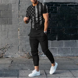 2024 Summer Men Tracksuits 3D Print Short Sleeve T Shirt Jogging Pants 2 Piece Set Casual Trend Fashion  Man Clothes Streetwear