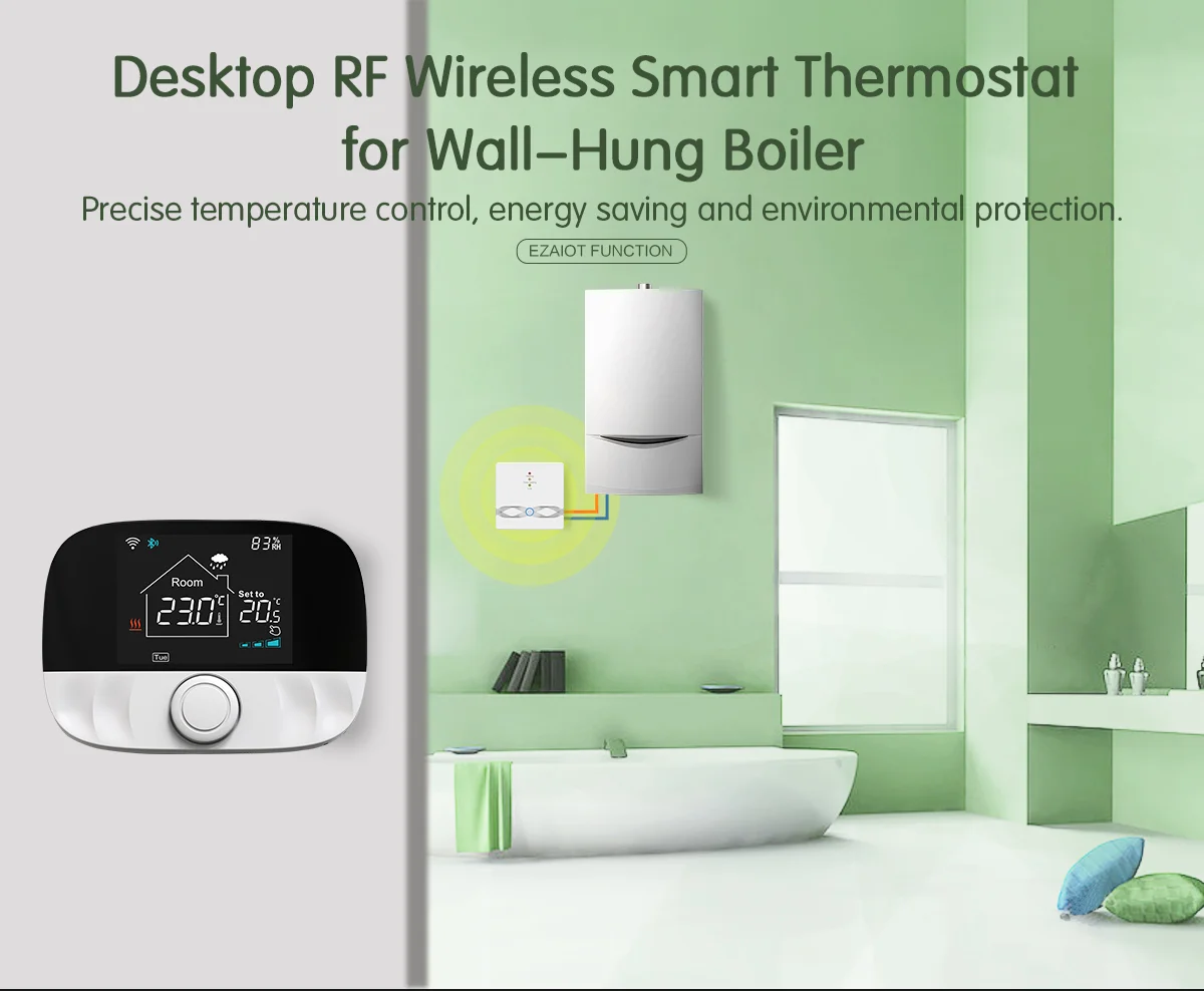 Tuya Smart Thermostat WiFi RF 433 Drahtloses Raumthermostat-Set für Wasserheizung, Gasboiler, Temperaturregler, Smart Life App, batterie-/USB-betrieben, Sprachsteuerung, kompatibel mit Alexa, Google Home, Alice – Detail 1