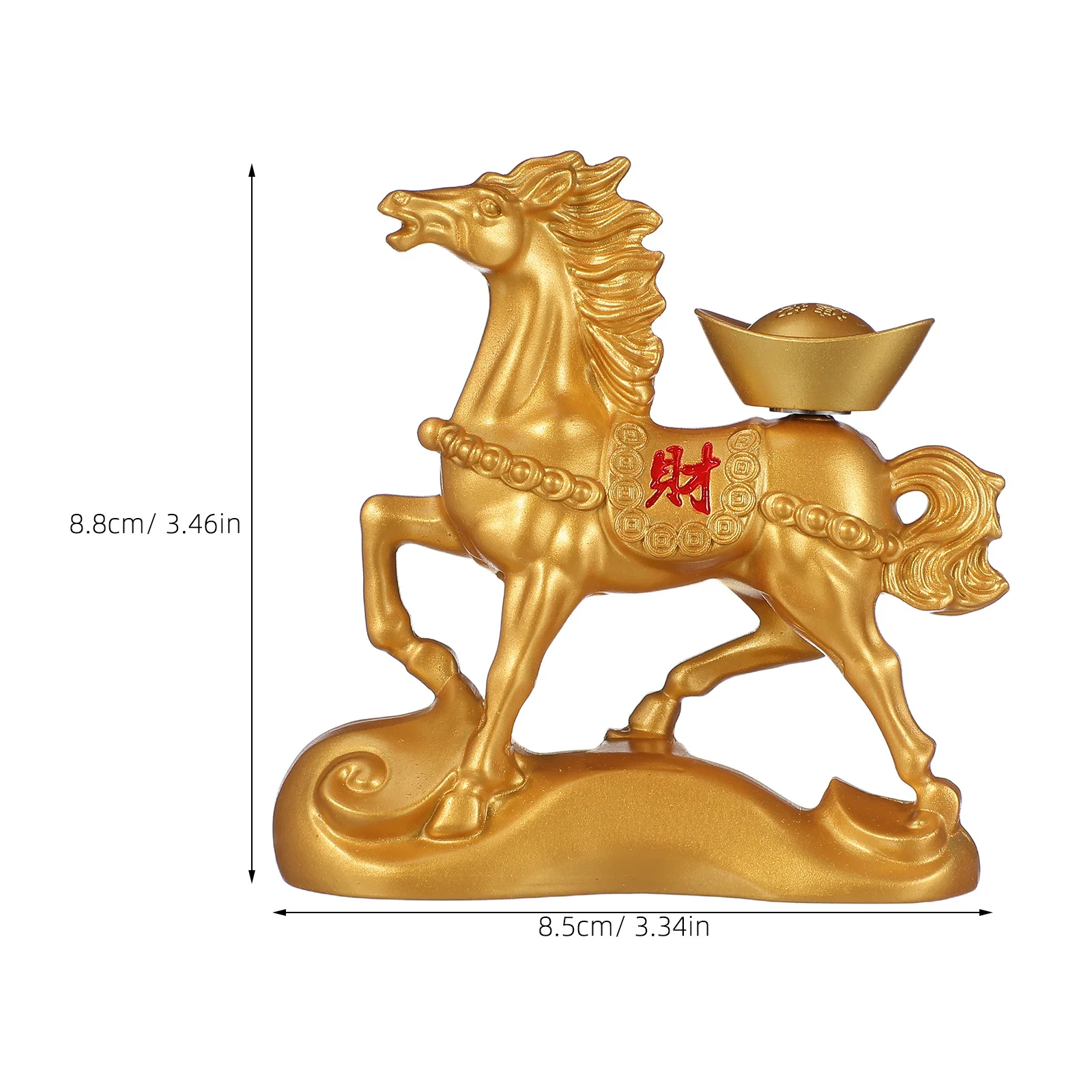 Elegancka mosiężna statuetka konia, pozłacana rzeźba do dekoracji biurka, symbol Feng Shui, symbol prosperacji, mini konik, element sztuki.