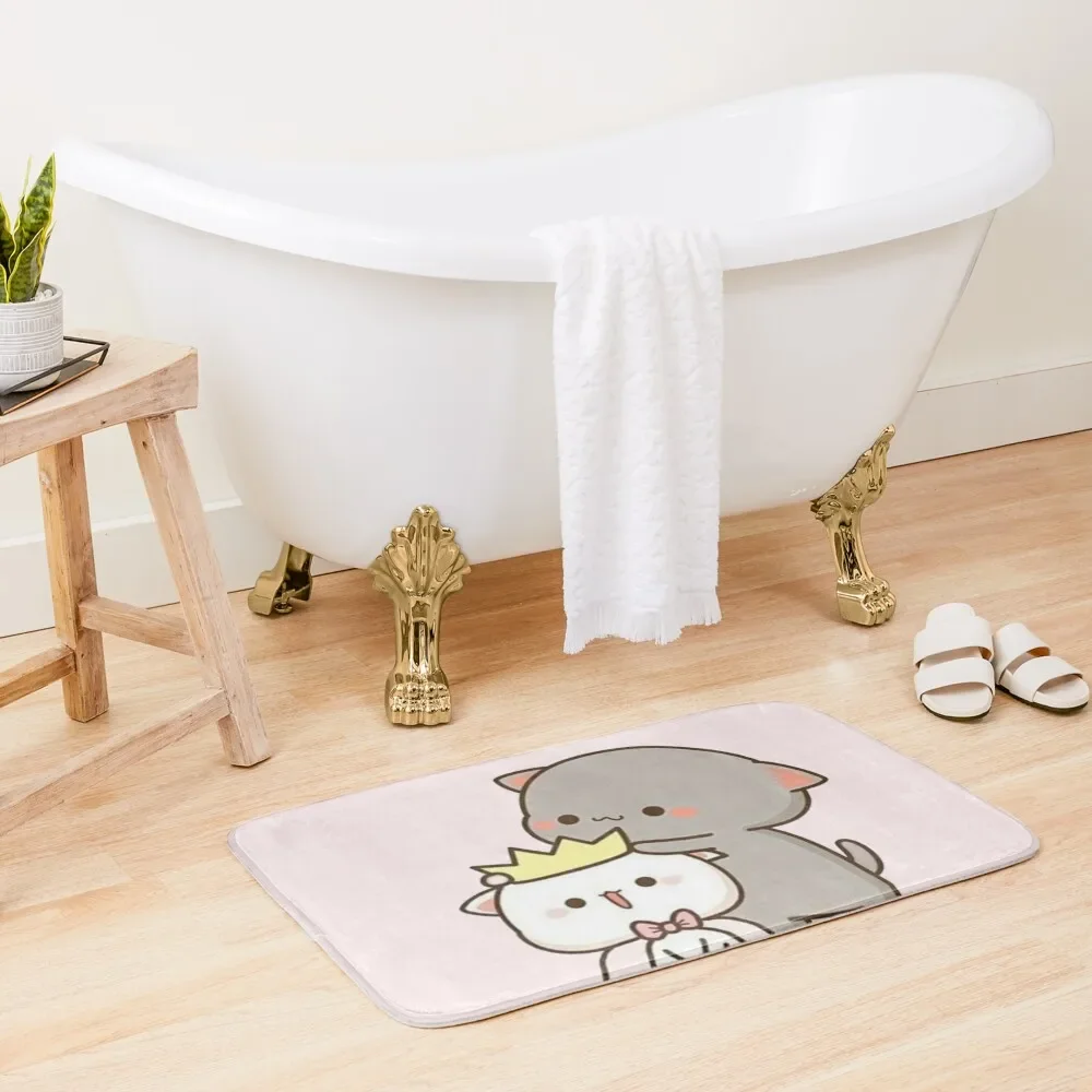 

Peach and goma mochi cat Bath Mat Hallway Carpet Kitchen Rug Mat