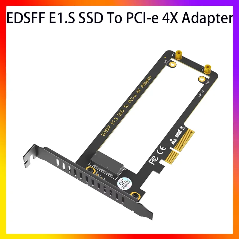 PCIe 4.0 X4 to EDSFF E1.S Adapter Riser, 1U GEN-Z Ruler Carrier, Supports 9.5/15/25mm E1.S SSD, Heatsink for PM9A3 PM9D3 P5801X