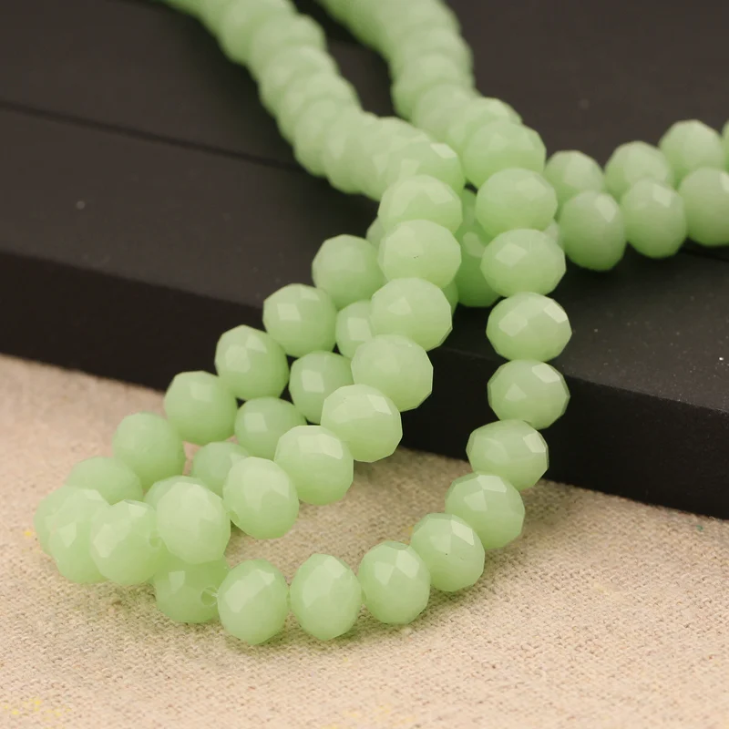 Rondelle Faceted Czech Crystal Glass Light Green Color 3mm 4mm 6mm 8mm 10mm 12mm Loose Spacer Beads for Jewelry Making DIY