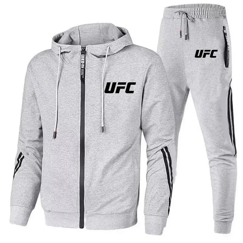 New UFC Men's Casual Sportswear Set, Flowered Outdoor Motorcycle Comfort Men's Set 2025, Fashionable Pants and Jackets