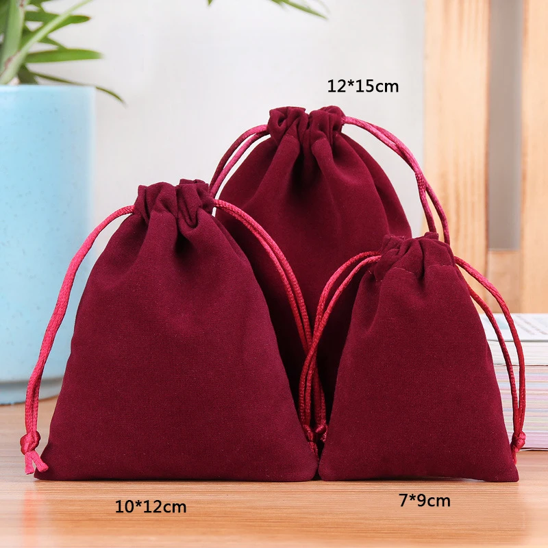 1PC Velvet Drawstring Bags Velour Pouch Jewelry Storage Pouches Christmas Wedding Party Gift Package Portable Candy Bag