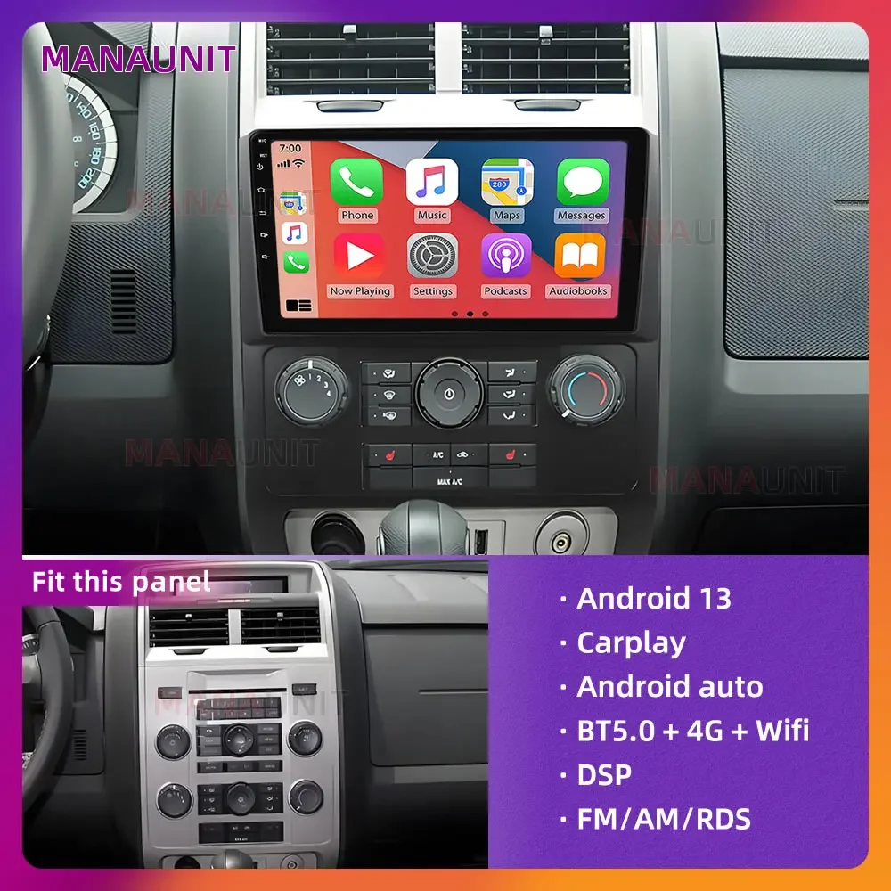 Car Player For Ford Kuga Escape 2007-2012 Multimedia,Carplay,Android Auto,Radio,Navigation,GPS,Stereo,Head Unit,Smart Voice,DVD