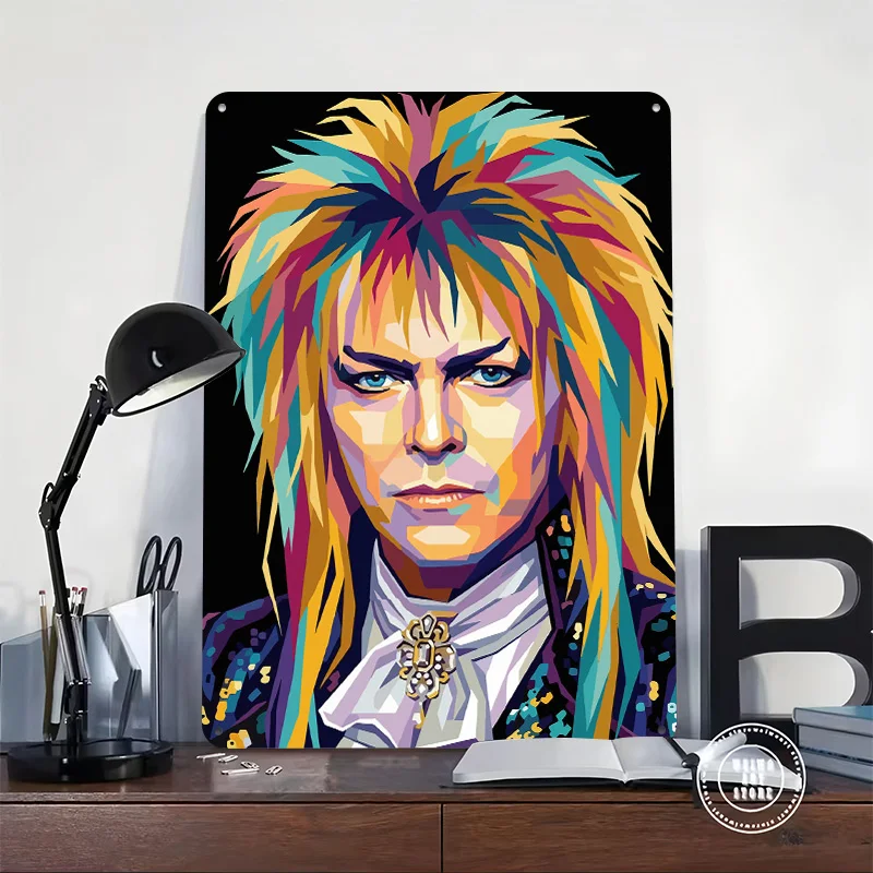 David Bowie as Jareth the Goblin King 3D Printed Texture Poster Personalized Wall Art Retro Metal Tin Signs for Home Decorations