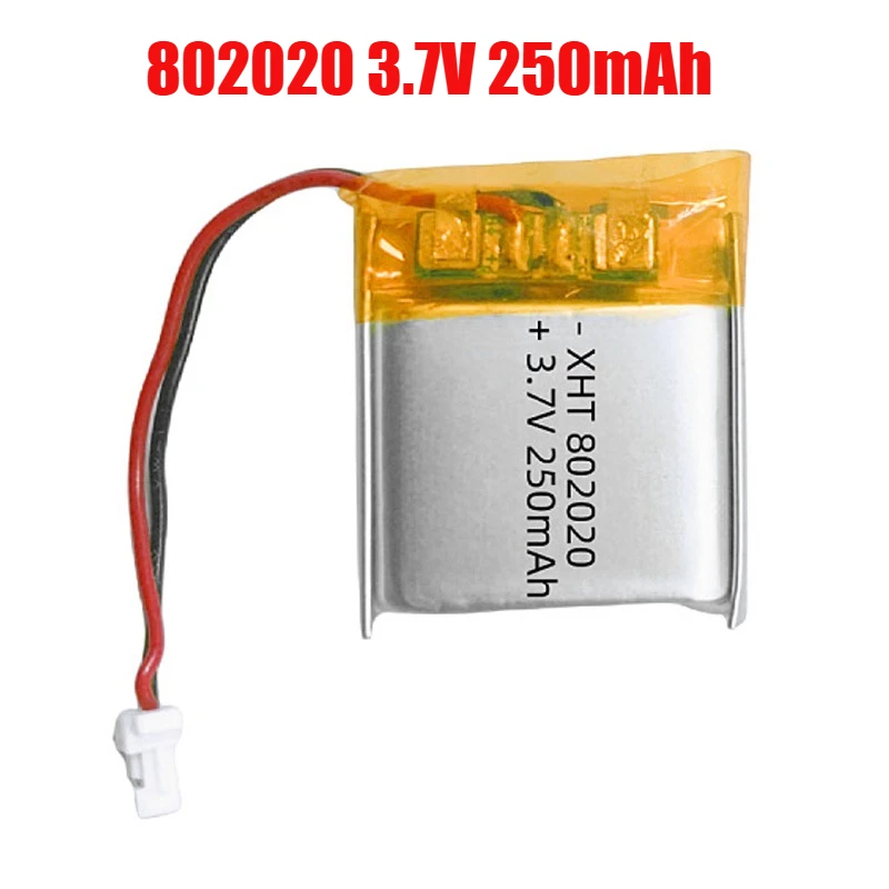 

1-4pcs 802020 Battery 250mAh 3.7V Lithium Polymer Battery for Smart Watch Handheld Fans Flashlight Electric Toy Speaker Headset
