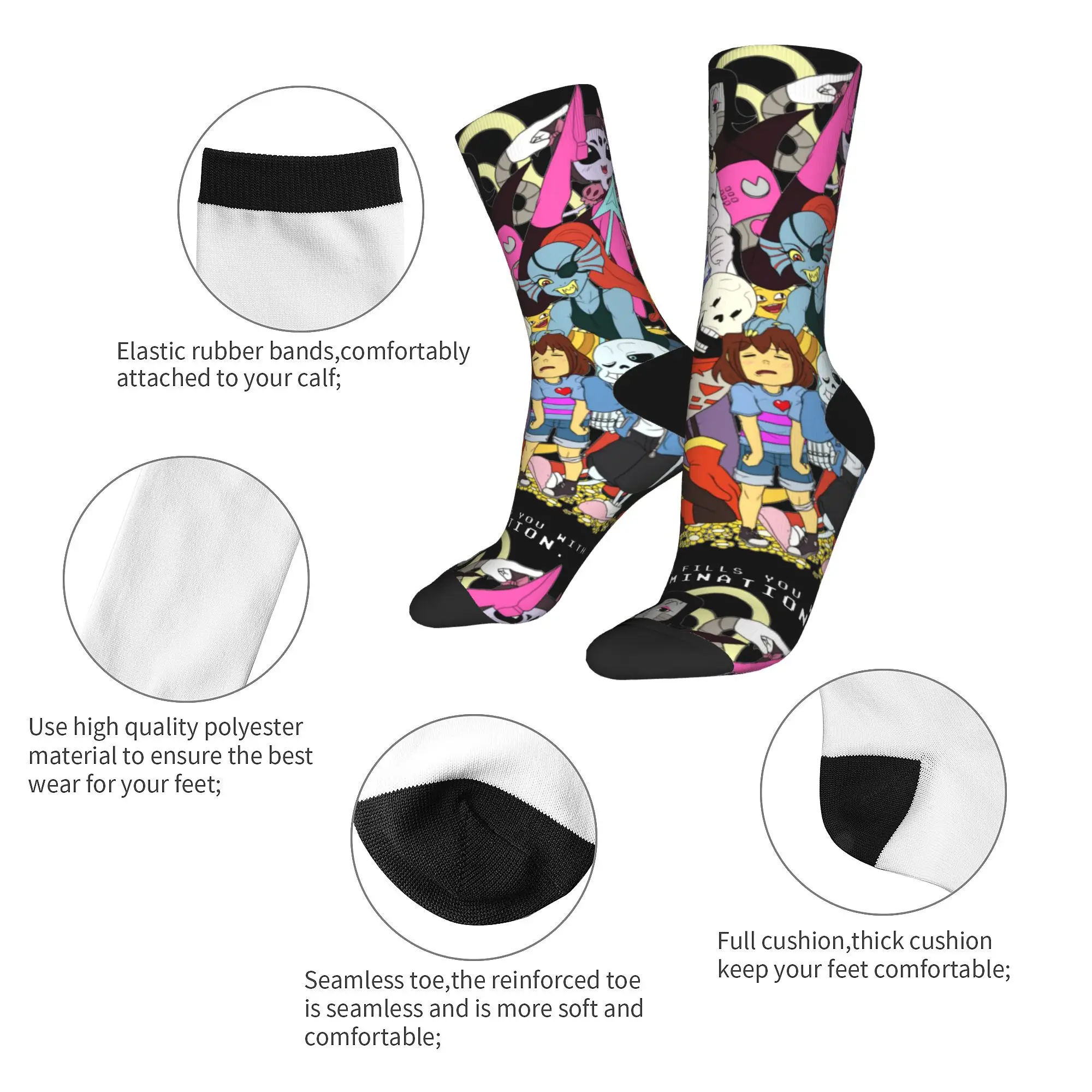 Flowey Sans San Papyrus Mettaton Asgore Asriel Undertale Socks Men's Women's Socks Autumn Winter Middle Tube Stockings Gifts