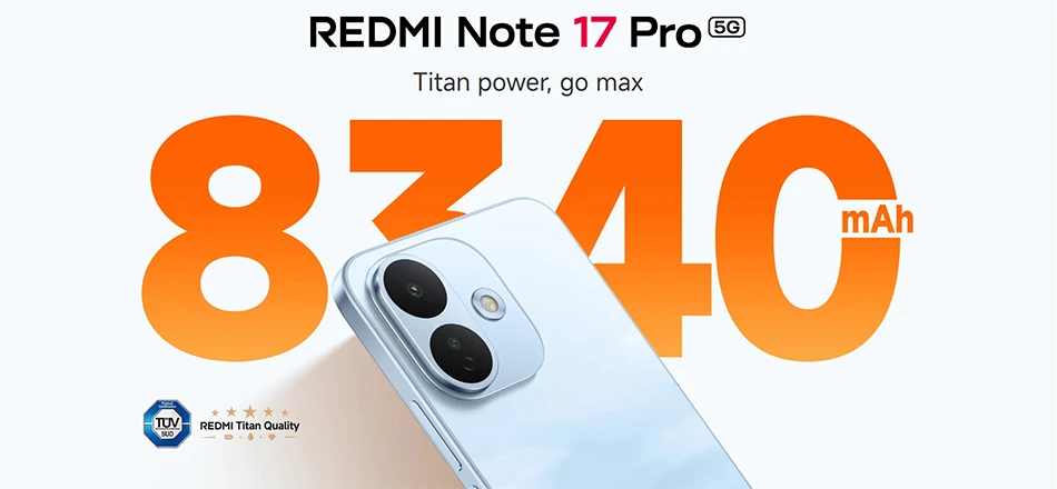 Global Version Redmi Note 17 Pro 5G Snapdragon 6s Gen 4 Mobile Platform 50MP 67W HyperCharge 8340mAh 6.83" AMOLED display