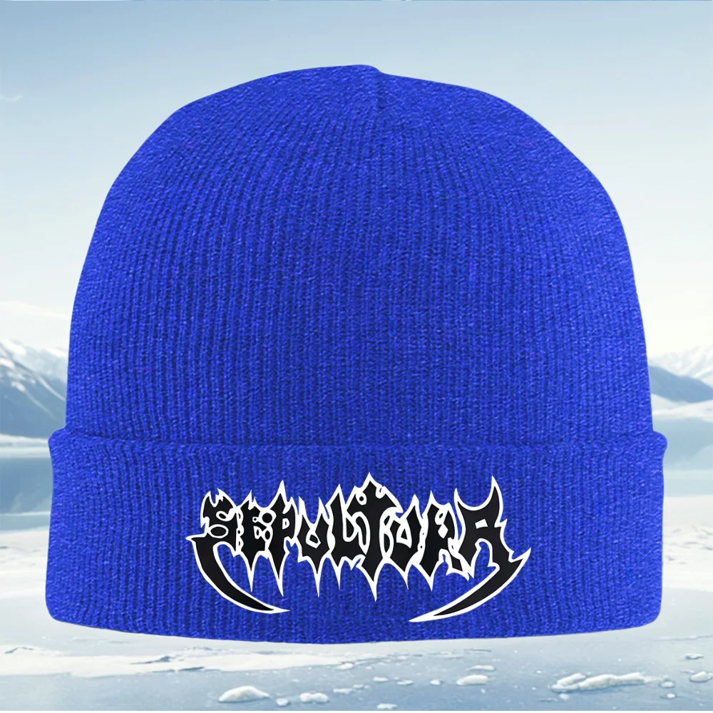 تصميم نص منفعل، أشكال جريئة، خطوط حادة للرجال والنساء للجنسين قبعة محبوكة قبعة صوفية شتوية حرارية دافئة لعيد الميلاد في الهواء الطلق