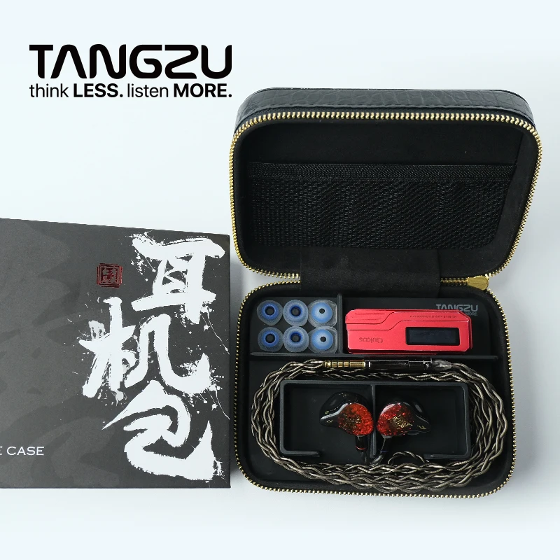 TANGZU Black Earphone Bag MAX HIFI Carrying Case Storage Accessories for IEMs Audio Adapters Eartips and Cables Nezha Bajie