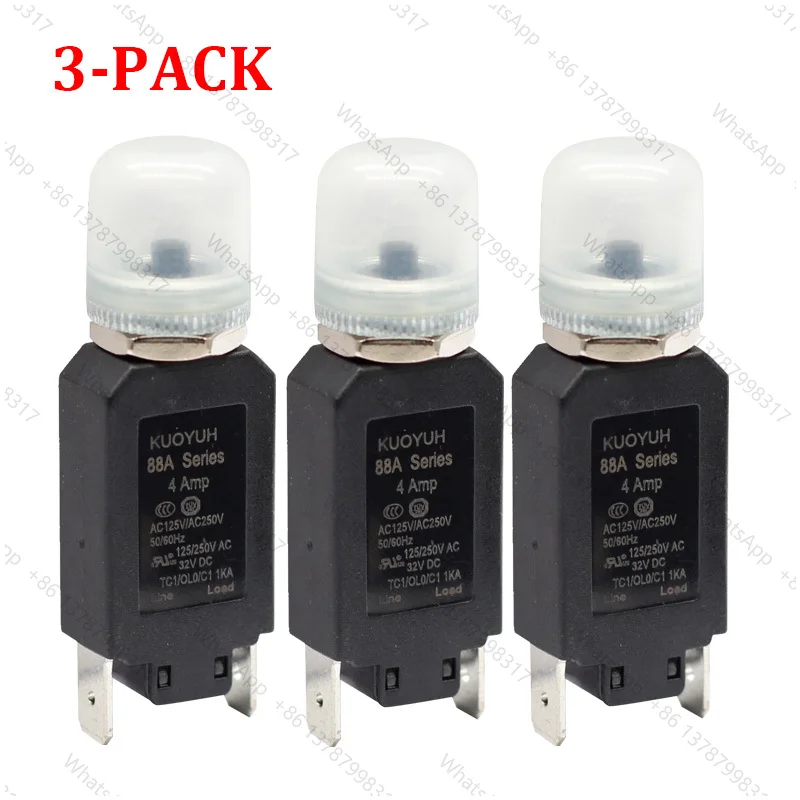 3 PCS 88A 3A 4A 5A 6A7A8A10A12A14A15A16A  Overload Protector Circuit Breaker button Switch Mount 32V DC Overload Switch