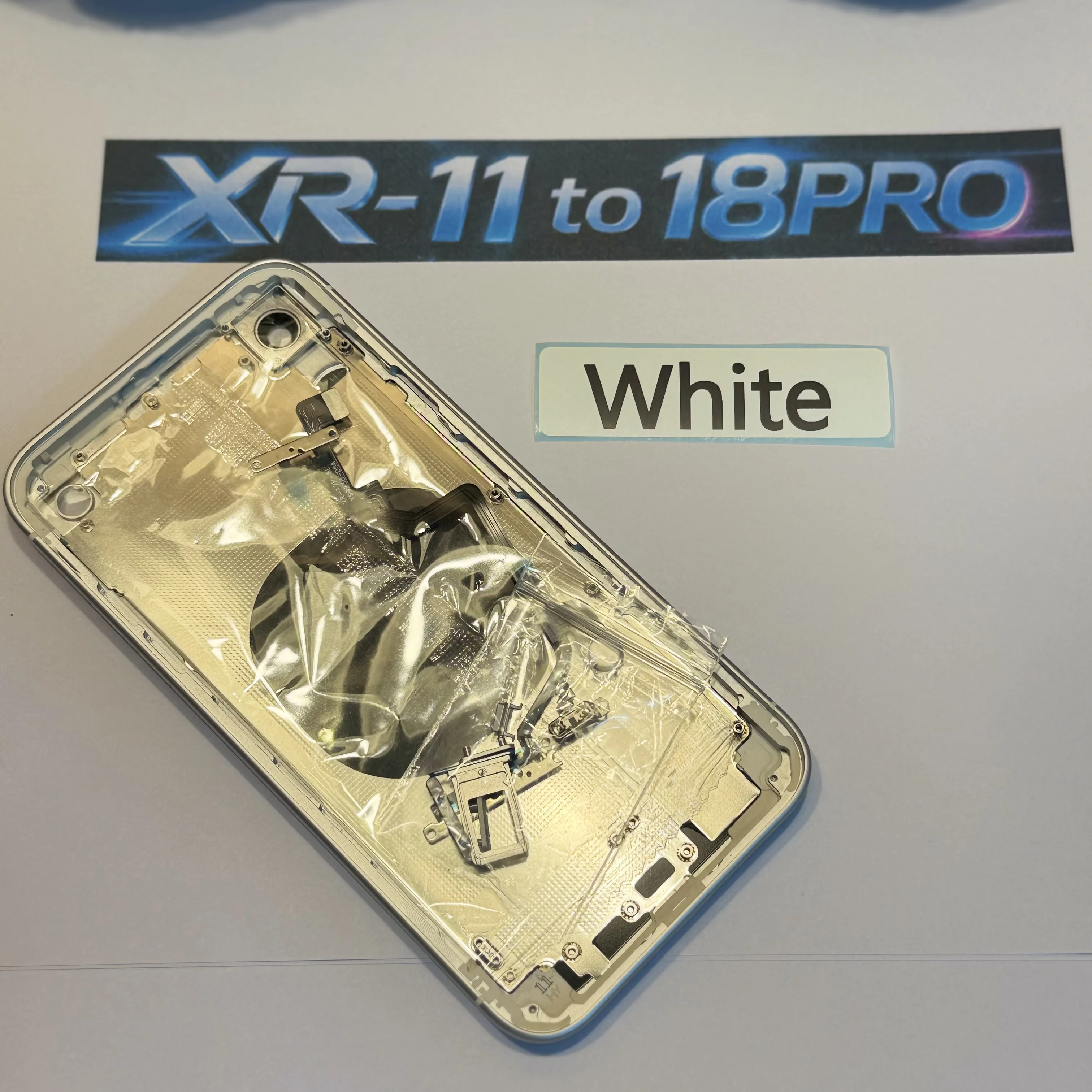 DIY Back Housing Rear Midframe Cover for 11 XR Convert to 18 Pro, XR Case Like 18 Pro with Flex Cable XR 11 to 18pro