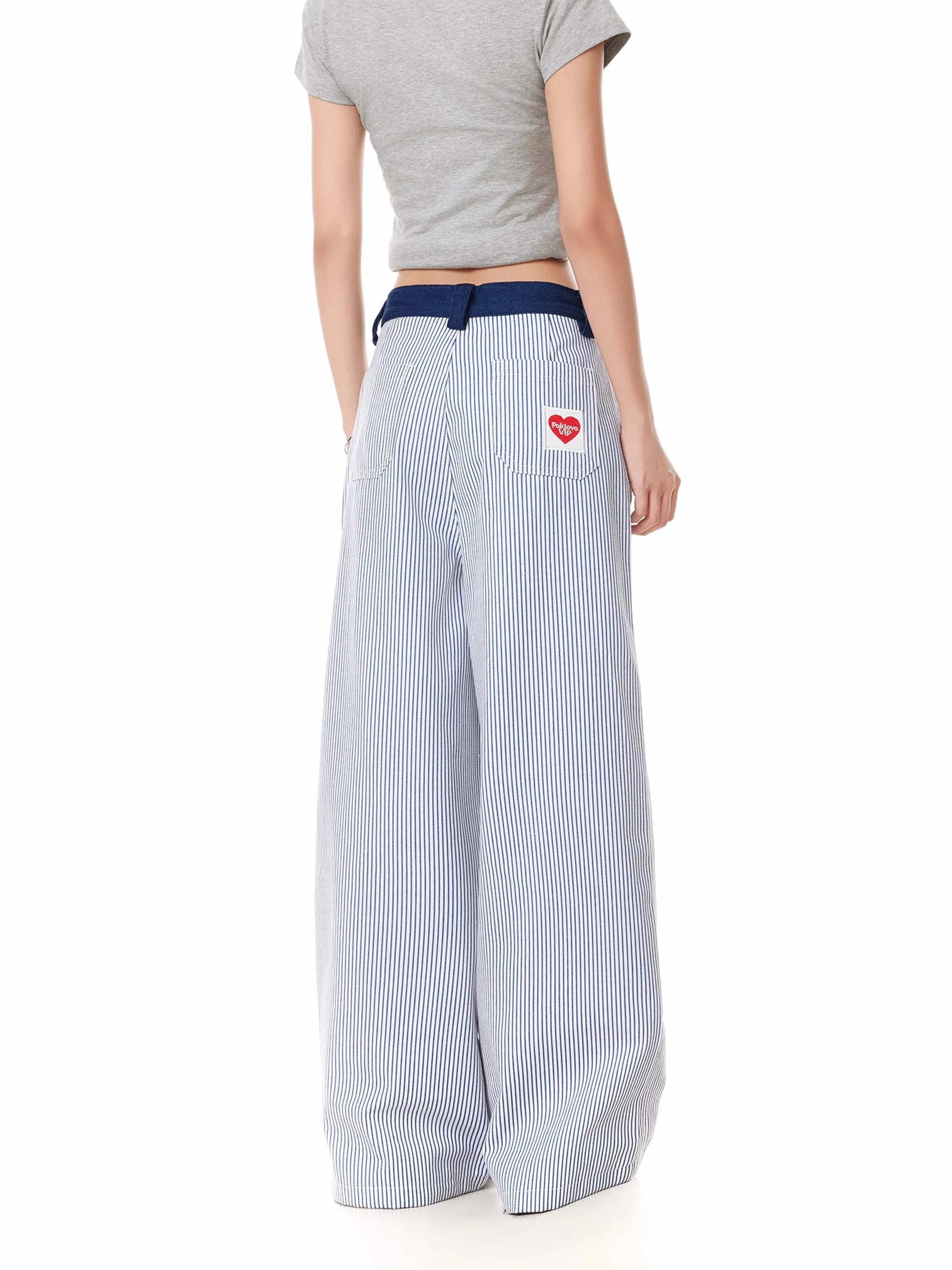 

American Lazy Love Embroidery Vertical Stripes Jeans Loose Wide Leg Straight Casual Pants Versatile Straight Tube Jeans