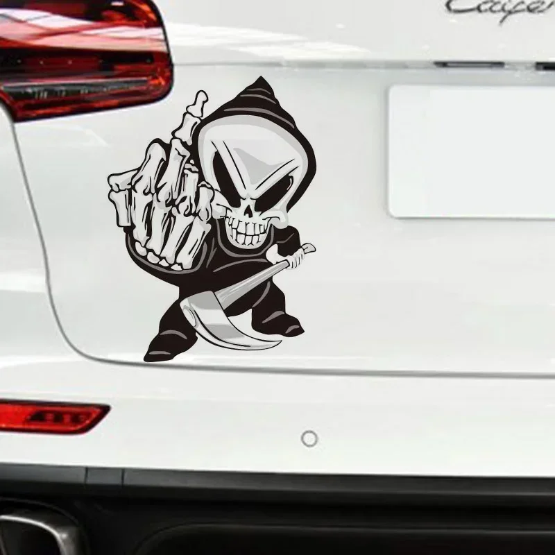 Waterproof Car Stickers Styling Skull Finger Auto Vinyl Decorating Decals Bumper Window Decor  6cm*8cm