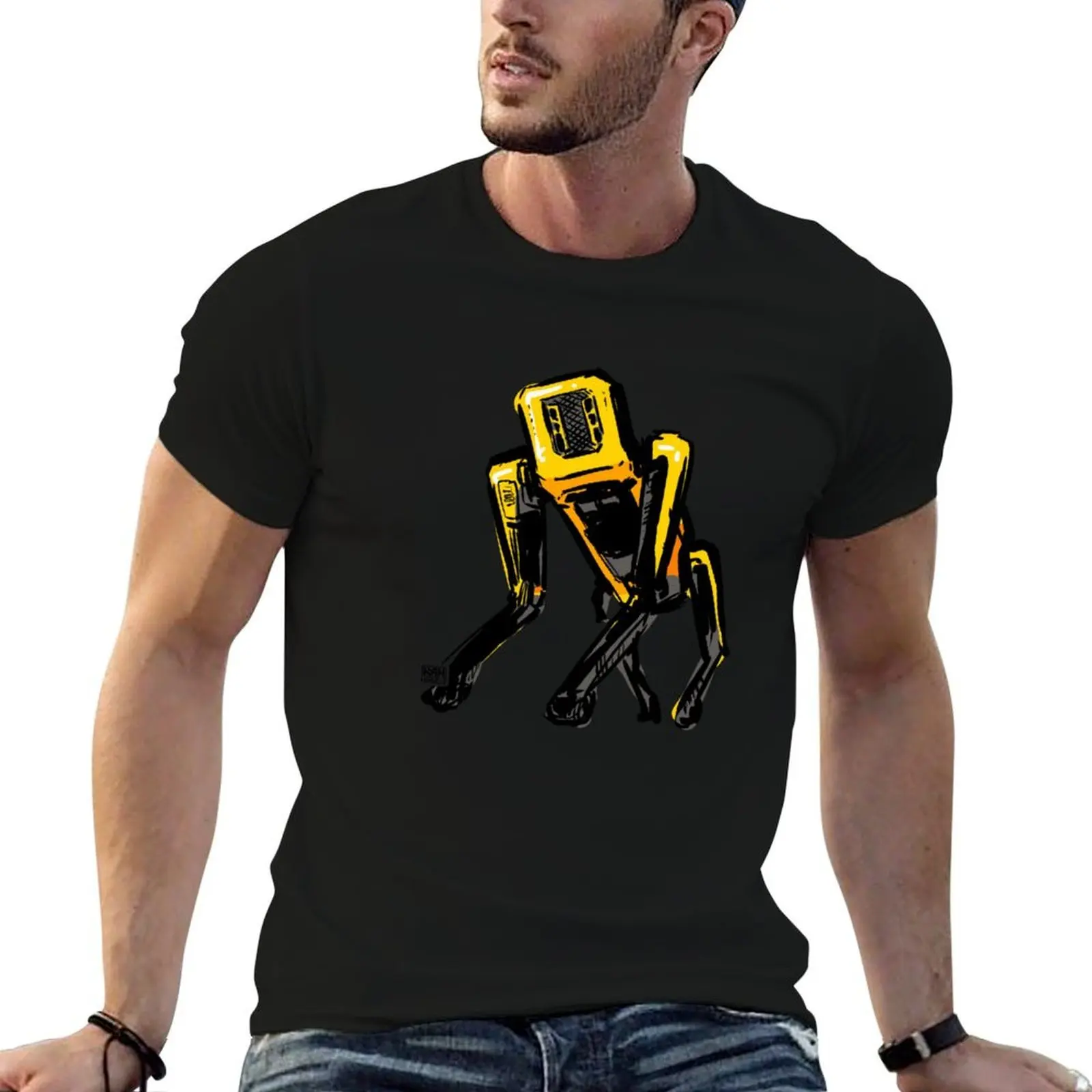 Dynamic Robot Dog Doodle T-Shirt quick drying animal prinfor boys T-shirts for men cotton