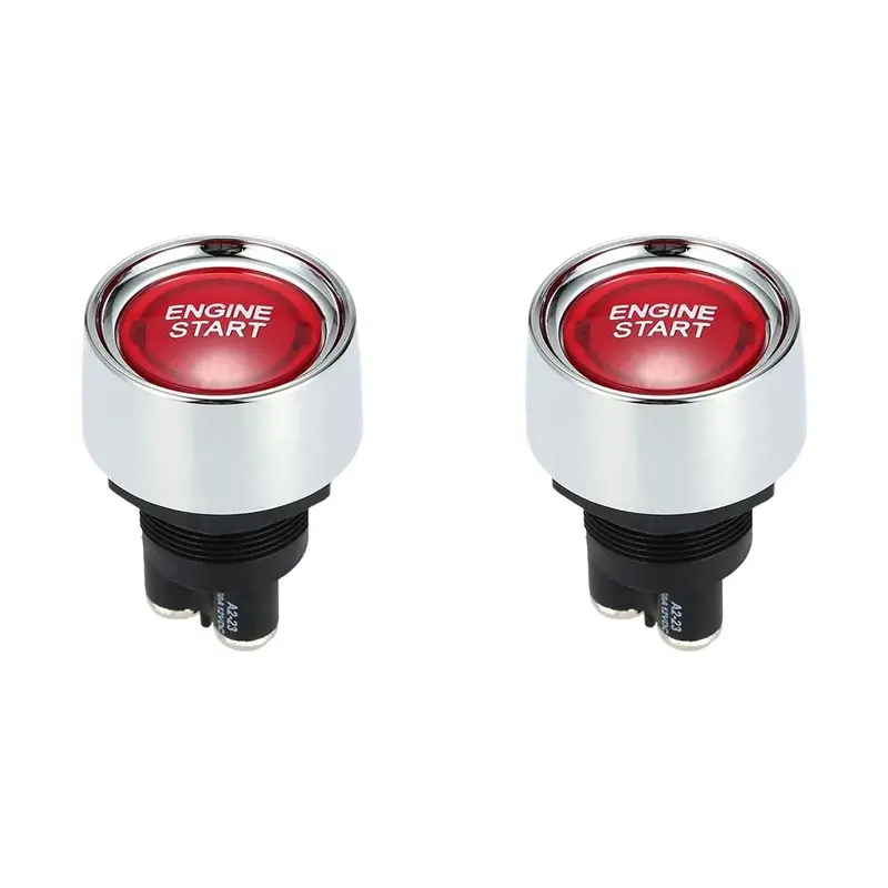 A13Z-2X Engine Button Car DC 12V 24V Red Car Start Engine Button Light Switch Button Start Ignition Switch For Racing-Red