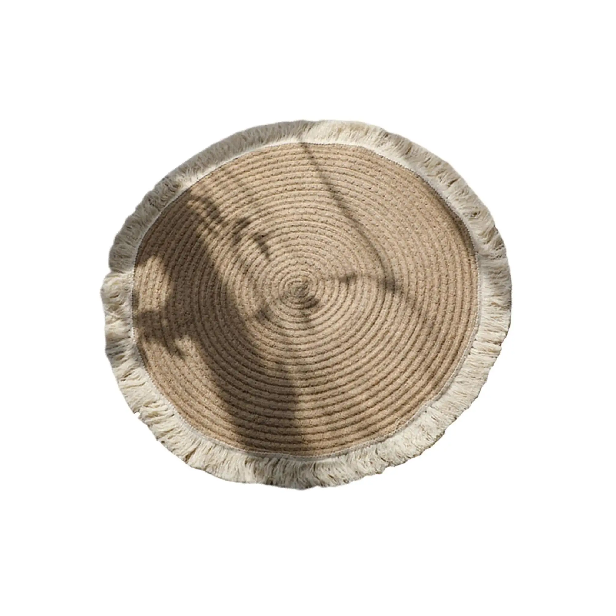 

Мягкий джутовый ковер с плетеным узором и кисточками для кабинета, напольный коврик