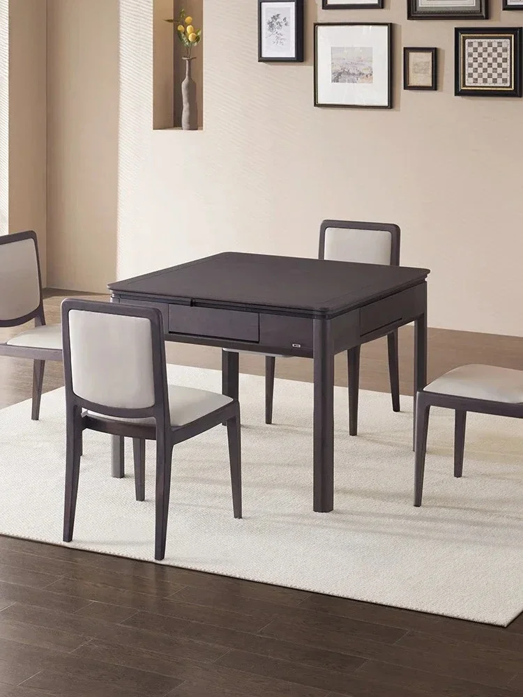 New Chinese automatic mahjong machine, dining table dual-purpose household low-noise solid wood electric mahjong table