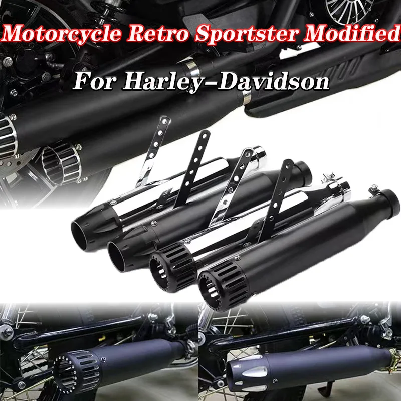 Motorcycle muffler exhaust pipe retro sportster modified echappement moto vertical back pressure case for Harley-Davidson silp