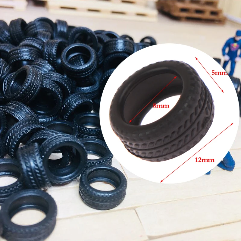 20PCS High Quality 1/64 Tire Skin Car Model Scene Accessories Tire Wheels  Car Model Scene