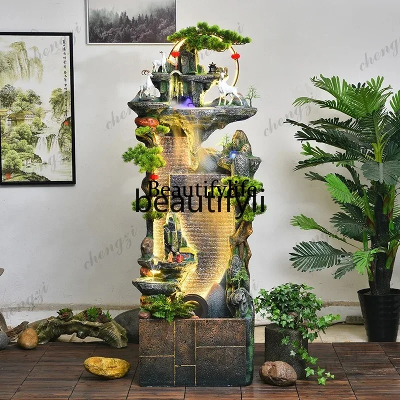 03 51 Rockery, flowing water fountain, living room, balcony, circulating water, landscape office, lucky humidifier floor orn