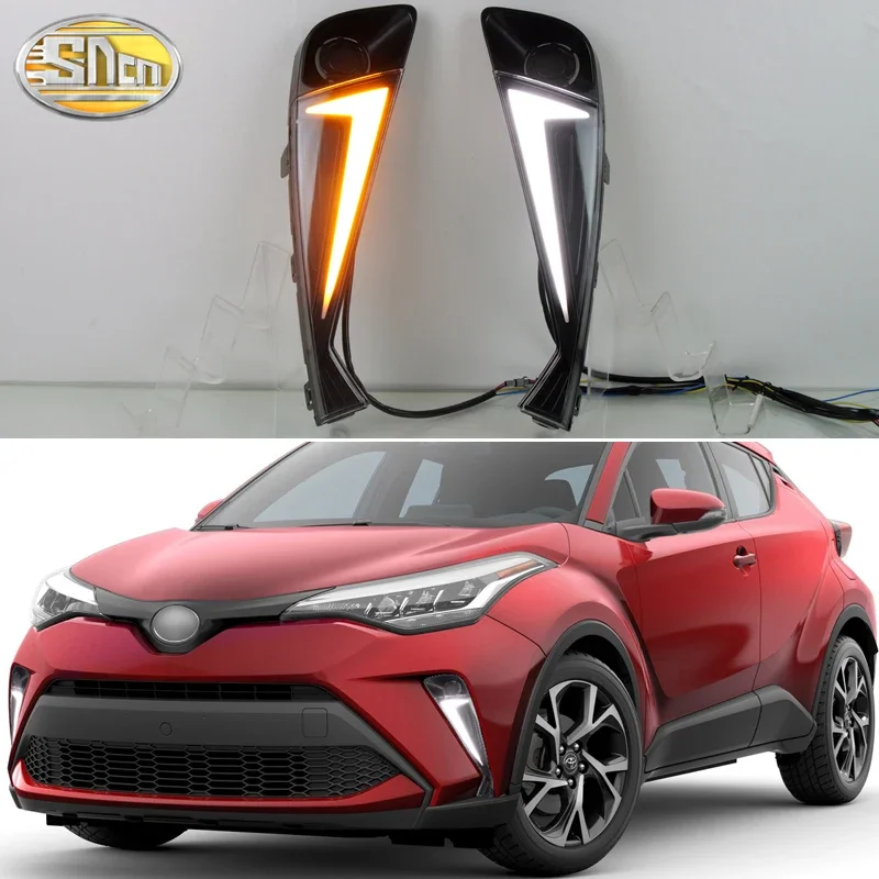 

For Toyota C-HR CHR 2020-2022 Dynamic Turn Signal Waterproof ABS Car DRL 12V LED Daytime Running Light LED Fog Lamp Decoration