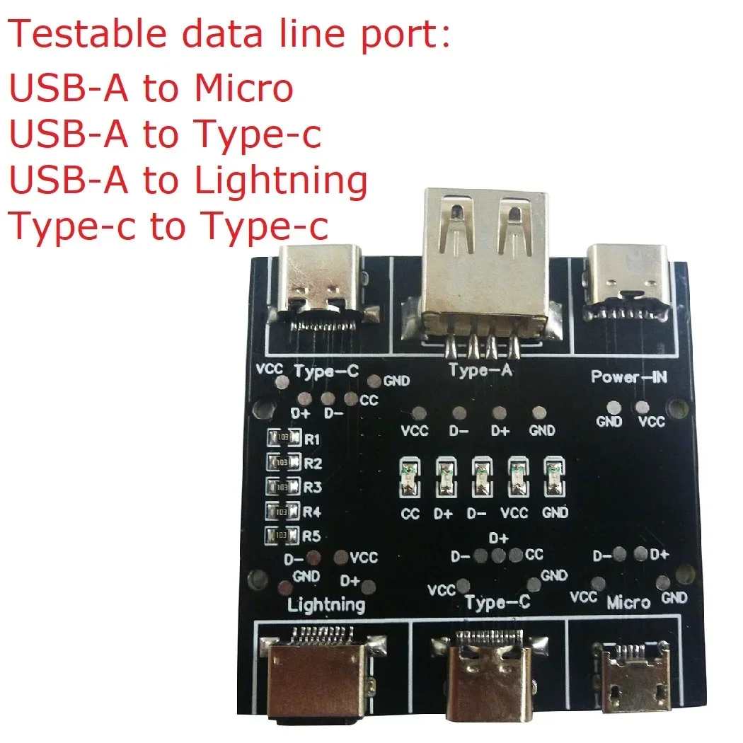 UD11A03 Mini USB Cable Tester USB A to Type-C Micro Lightning Short Circuit On-Off Data Cable Compatible With DT3