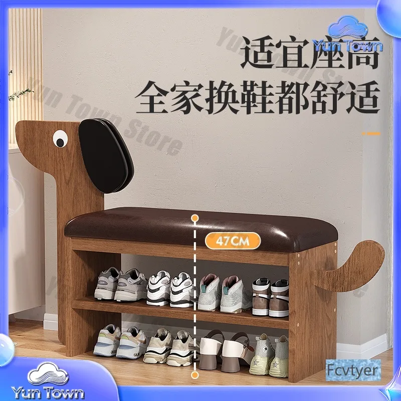 Cartoon Dog Shoe Bench for Home Entryway Living Room Sofa Footstool Seating Storage Ottoman with Luxury Design for Small